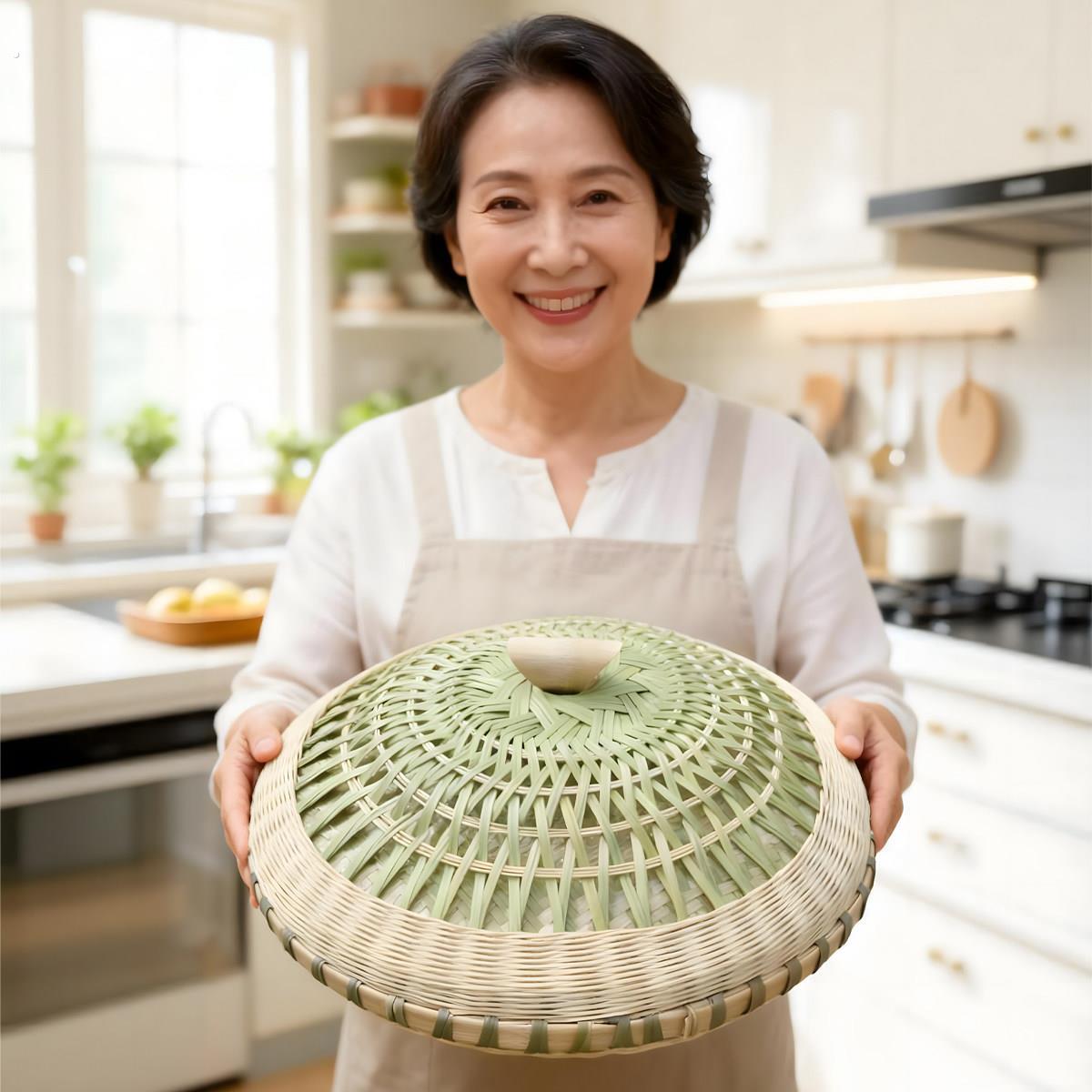 竹编盖子蒸饭桶大小号锅盖竹盖子甑子盖窝盖甑盖蒸子盖装饰竹盖子