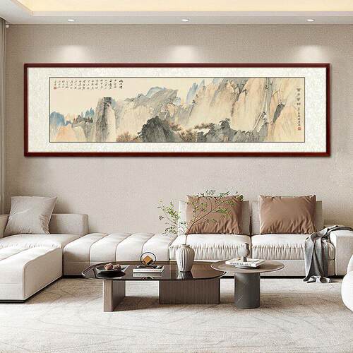 仿古山水画名家纯手绘仿张大千山水画靠山图客厅装饰画国画中式