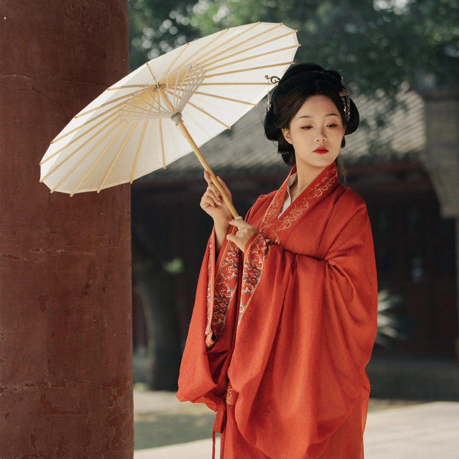 油纸伞战国袍道具女汉服旗袍舞蹈伞国风中式摄影写真演出纯白色伞