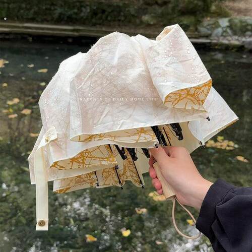 雨伞女晴雨两用古风桦林树加厚双人三折叠伞小众随身便携晴雨两用