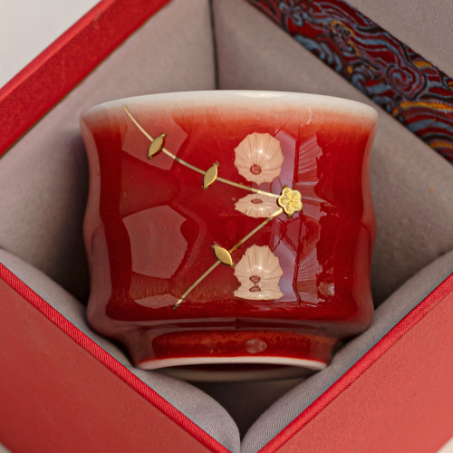 纯手工郎红原矿釉锔钉主人杯