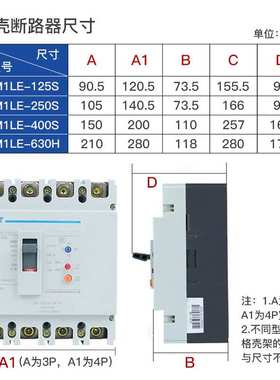 漏电断路器NM1LE-250S/4300A 4P 12/160A/22/200A/250A