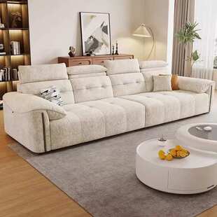 2025年新款奶油风直排简约家用小户型客厅雪尼尔沙发头枕调节布艺