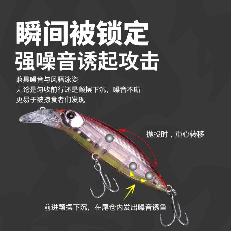 国王路亚饵颤沉噪音米诺仿生鱼饵大全远投假饵白条翘嘴鲈鱼子通杀