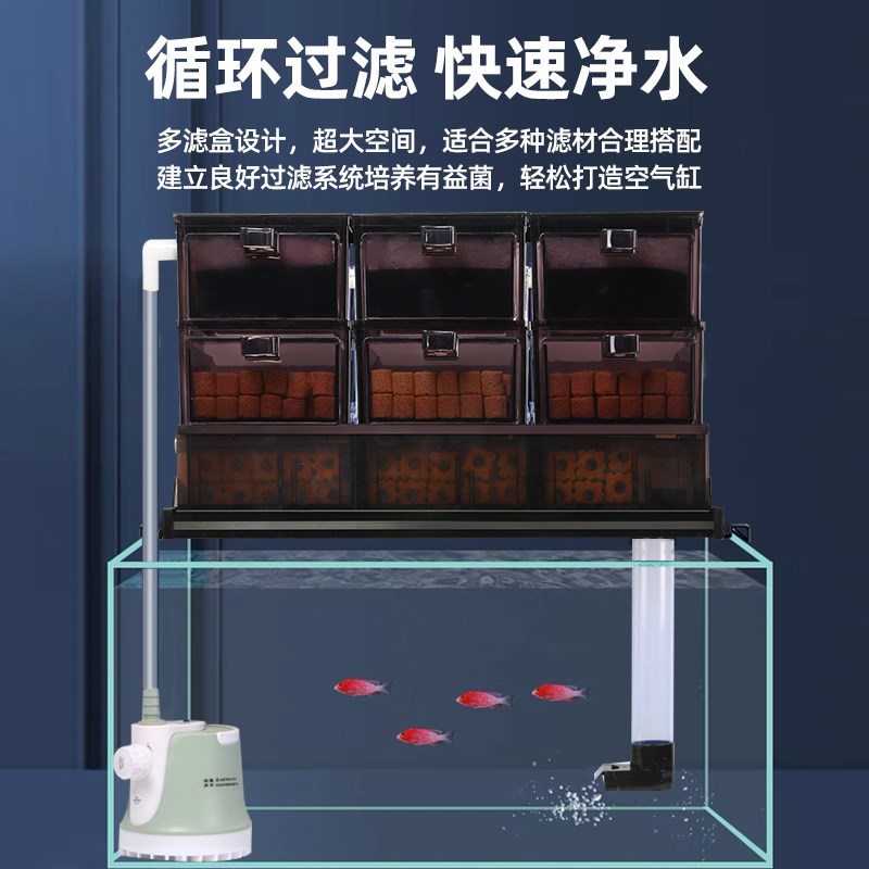 鱼缸过滤器滴流盒过滤盒净水循环系统三合一上置抽屉式滴滤盒上滤