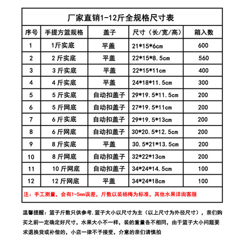 包邮1-12斤塑料篮子杨梅草莓枇杷葡萄樱桃篮水果采摘篮手提水果筐