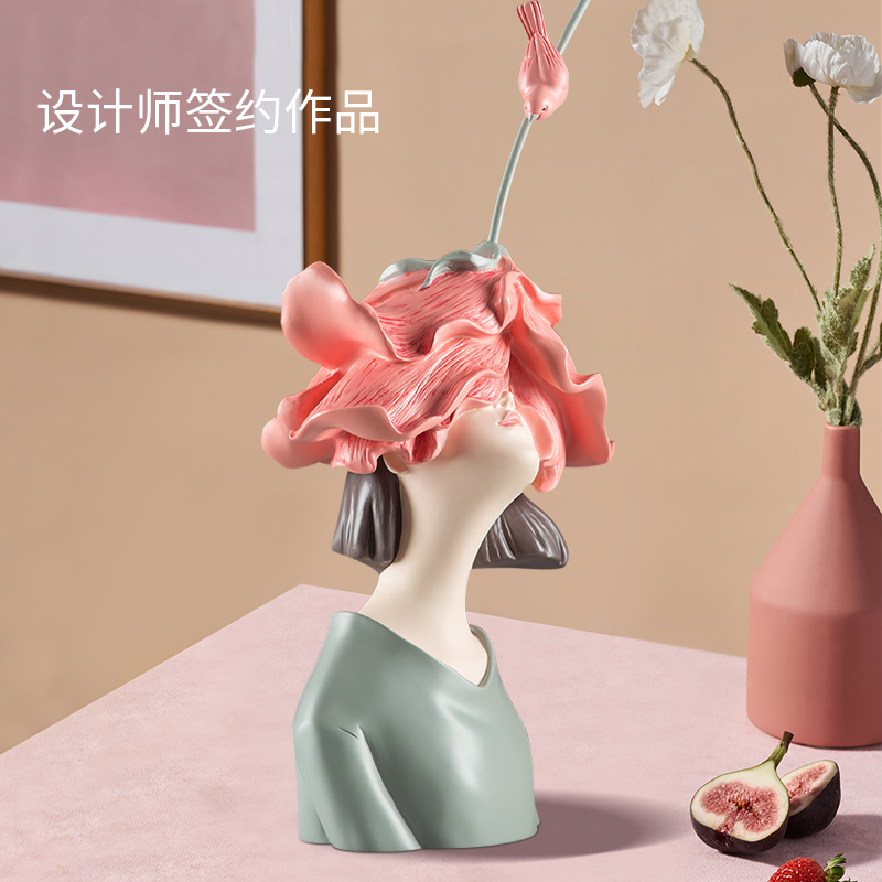 轻奢风人物摆件少女客厅玄关卧室进门创意家居装饰品乔迁新居礼品