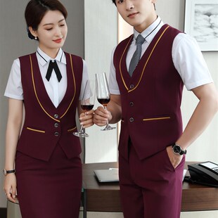 酒店服务员工作服女夏季餐饮饭店酒吧ktv前台收银员短袖职业装男