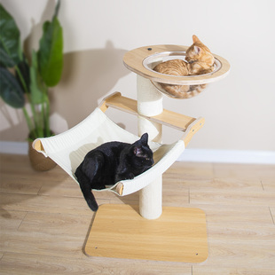 猫爬架木质猫窝一体双层猫抓柱剑麻磨爪太空舱小型不占地猫跳台