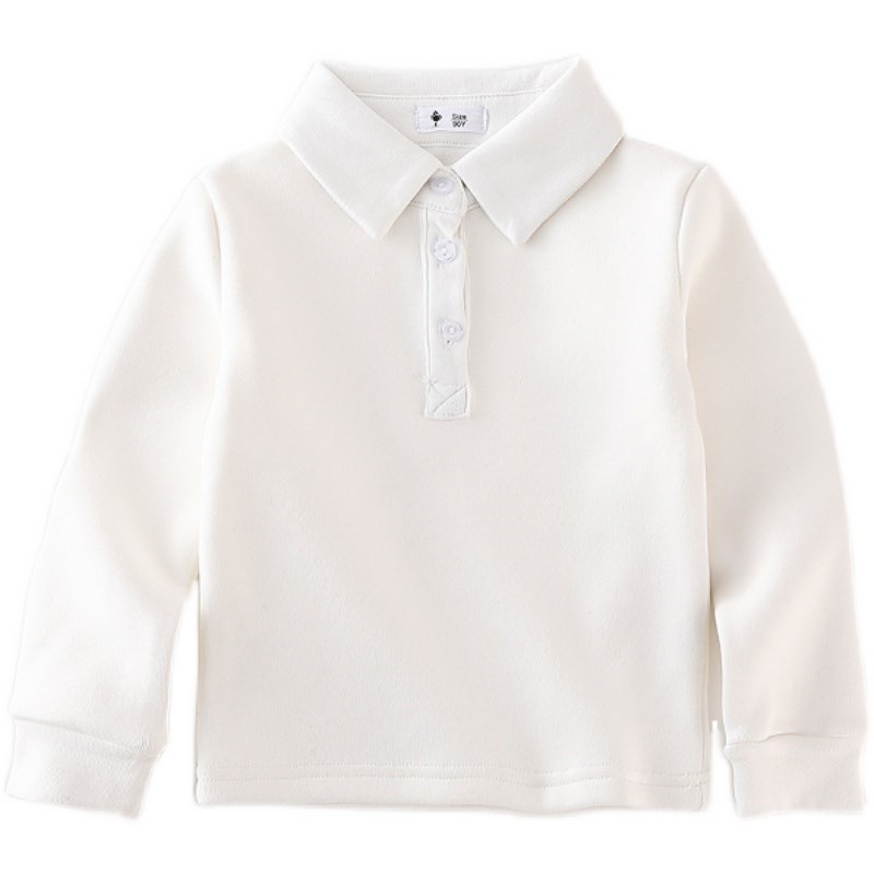 儿童翻领衬衫春秋童装男童POLO衫女童白色校服内搭纯棉上衣打底衫