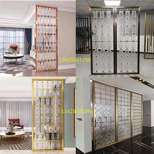 透光金属背景隔断 不锈钢水晶玻璃屏风挂p片定制酒店展厅艺术新款