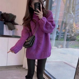 韩版 复古慵懒风麻花软糯m毛衣女秋冬2024新款 百搭宽松显瘦针织上
