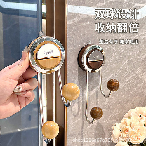 吸盘挂钩免打孔门后挂衣钩毛巾壁挂多功能双头强承重粘钩真空无痕