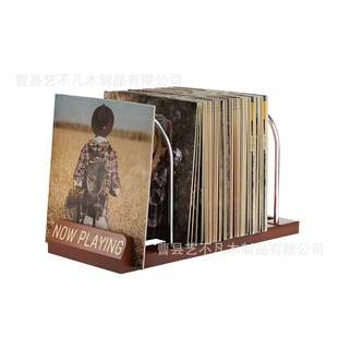 黑胶唱片CD陈列架木质桌面铁艺结合乙烯基唱片杂志书本收纳架