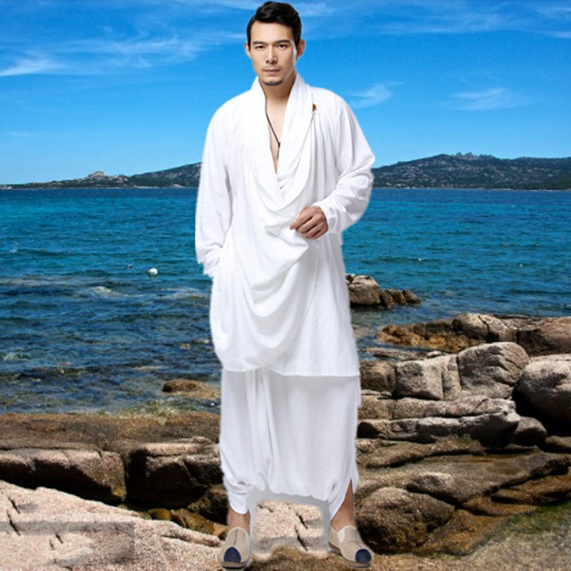 秋季中国风男装薄棉麻宽松太极佛僧袍茶禅服功夫佛系W居士禅修套