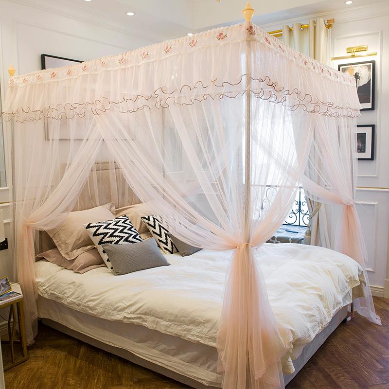 A6L防蚊帐家用宫廷卧室支架三开门加密落地式床幔公主风儿童床帐