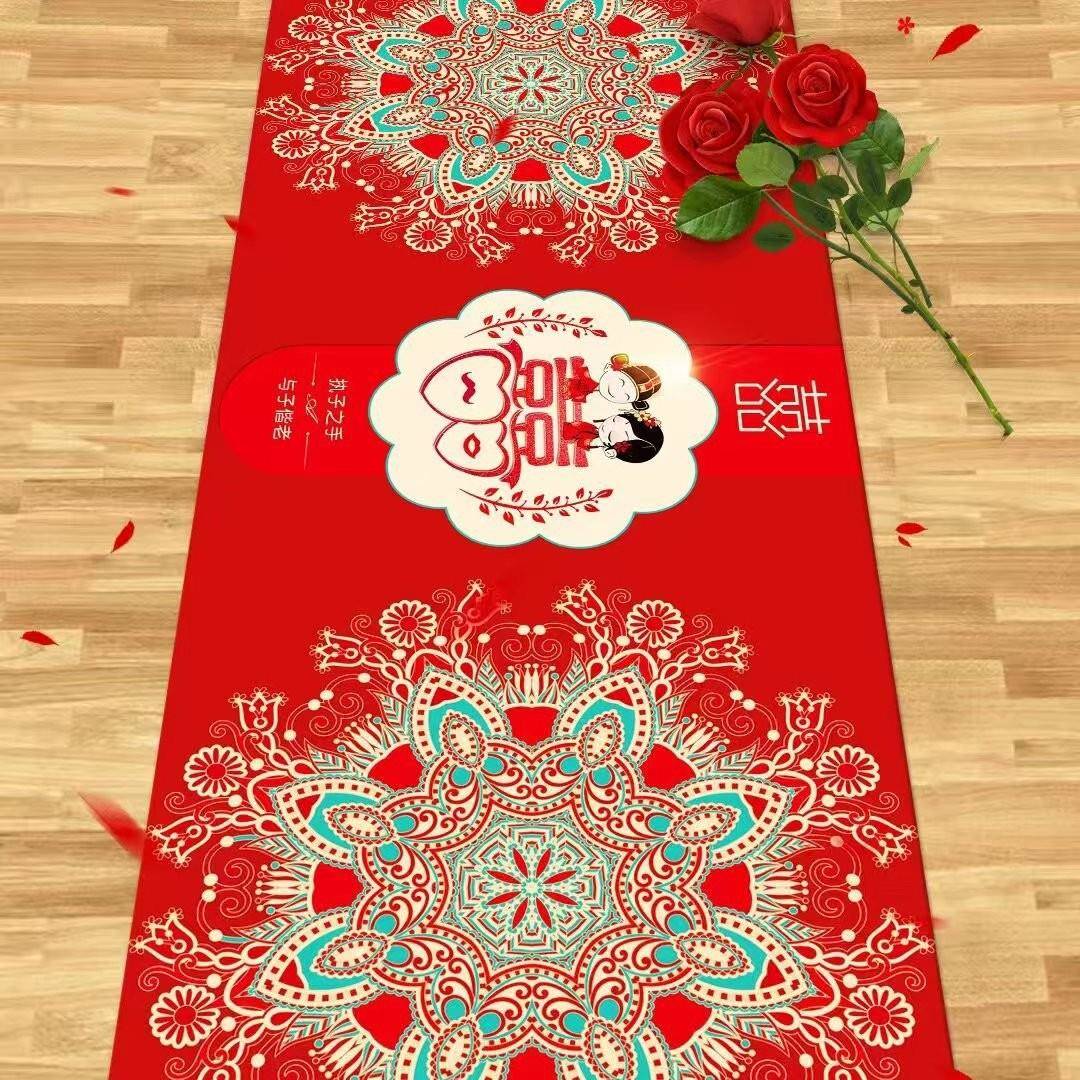 红色婚礼地毯加厚防滑婚庆路引地毯结婚楼道酒店走廊地毯整卷满铺