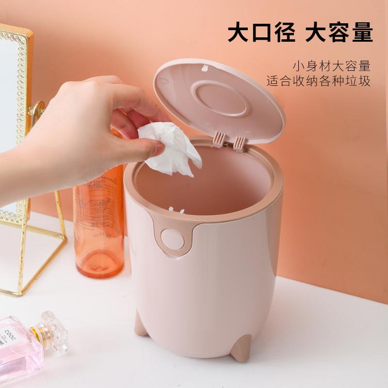 塑料带盖桌面垃圾桶按压弹盖款家用防水垃圾桶纸篓筒有盖杂物收纳