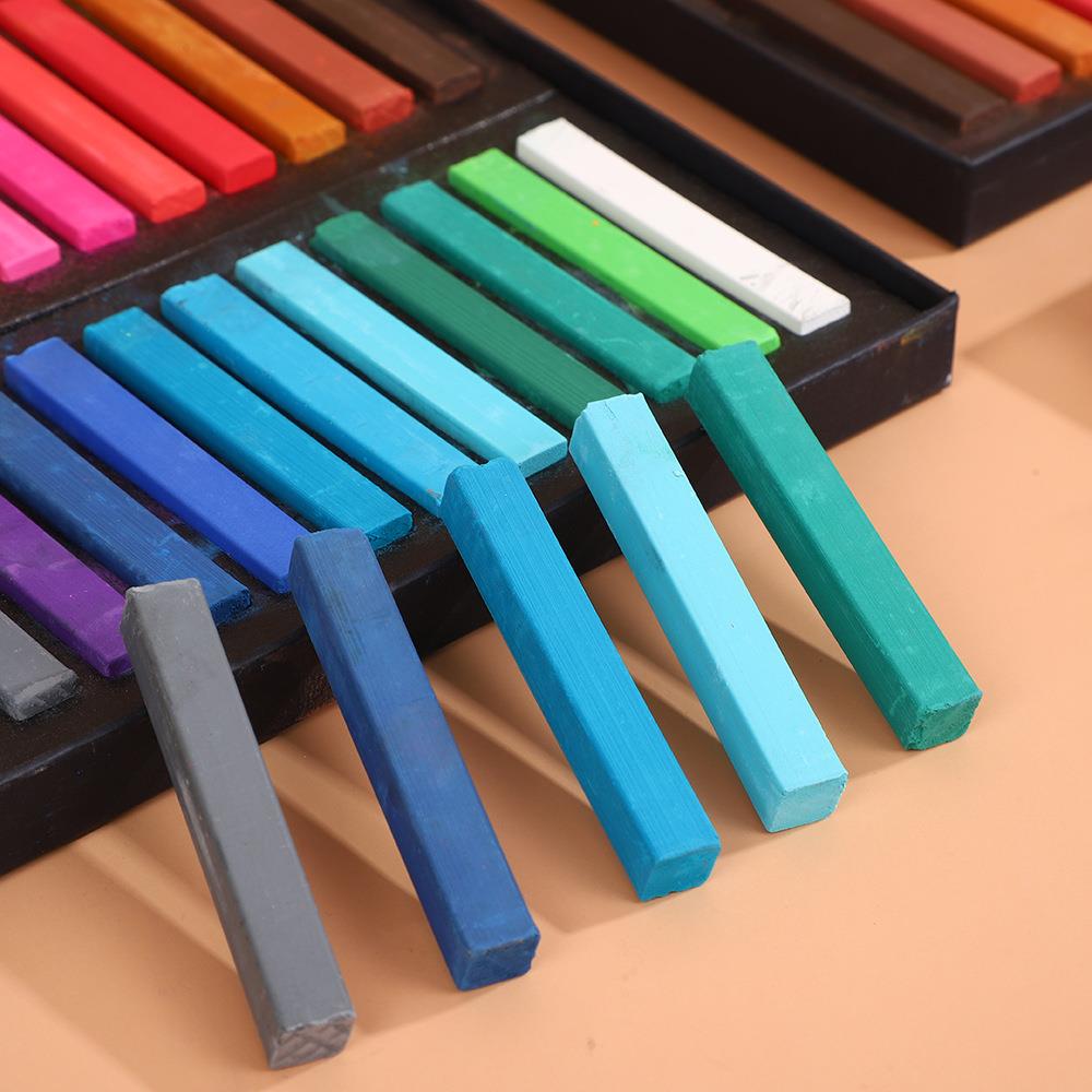 色粉笔色粉12色24色彩色粉笔颜料画画初学者粉彩棒画笔套装