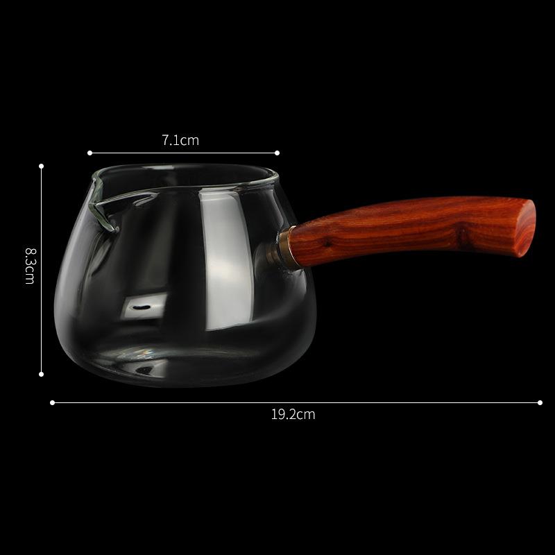 大号木把高硼硅耐热公道杯玻璃锤纹茶滤杯加厚茶海分茶器家用