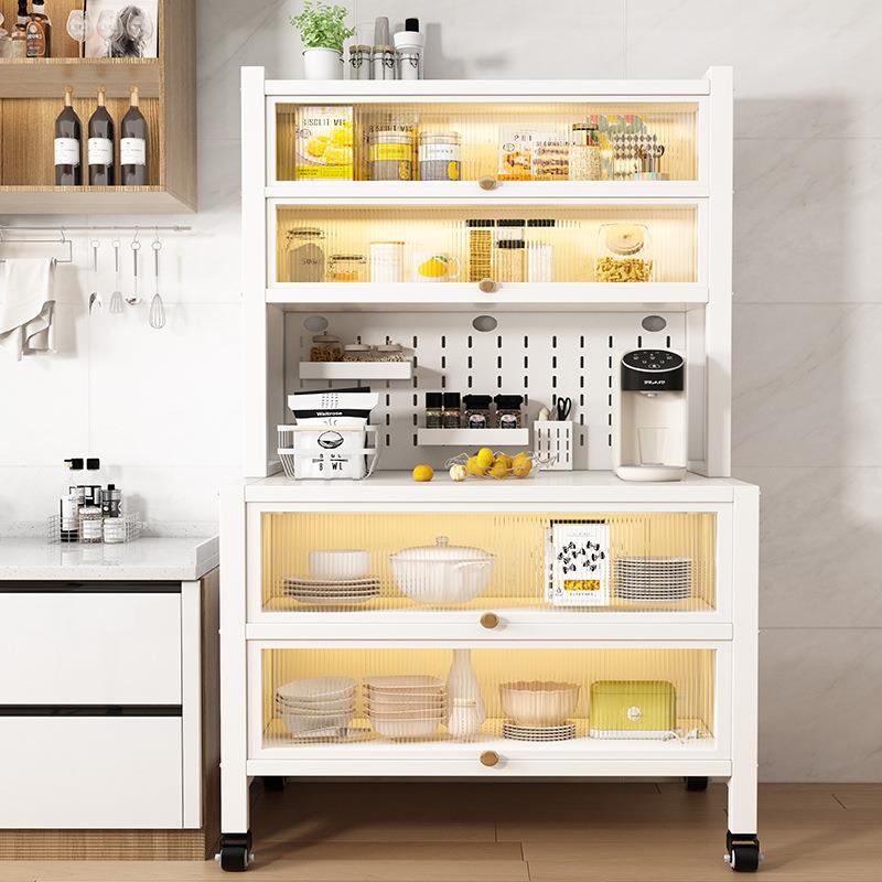 防尘餐边柜厨房置物架多层落地柜小电器微波炉烤箱多功能收纳架子
