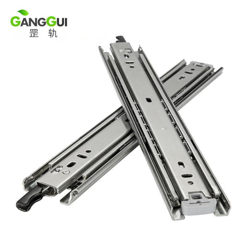 重型货架导轨51宽三节榻榻米重型工具柜滑轨三节衣柜橱柜抽屉滑道