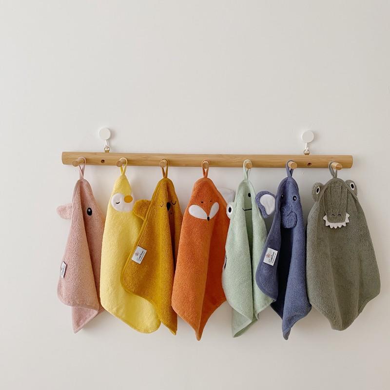 ins风儿童纯棉宝宝吸水毛巾洗澡洗脸小方巾柔软手帕挂式可爱面巾