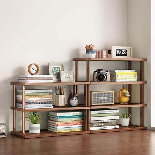 桌面置物架桌上增高加厚可调收纳架子台面小型多层放东西竹木隔板