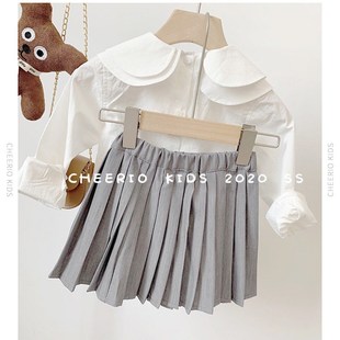 女宝学院风百折短裙英伦百褶裙子百 童装 女童百褶裙2021m春季 新款