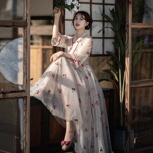 国风绣花连衣裙2023甜美新款 区 网纱裙Z仙长裙女夏 258元