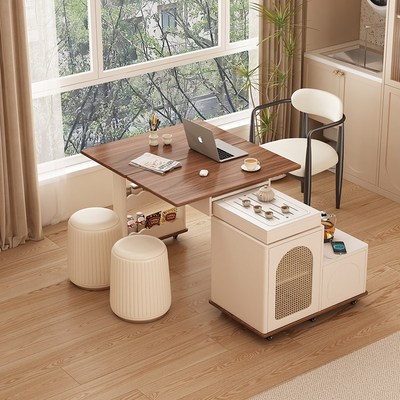 阳台茶桌2025新款小型可折叠美式复古折叠茶几中古风多功能泡茶台