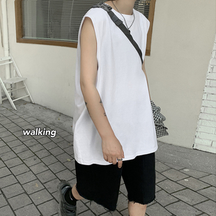 外穿打H底宽松篮球健身运动坎肩背 T恤男女夏季 大码 300斤纯色无袖