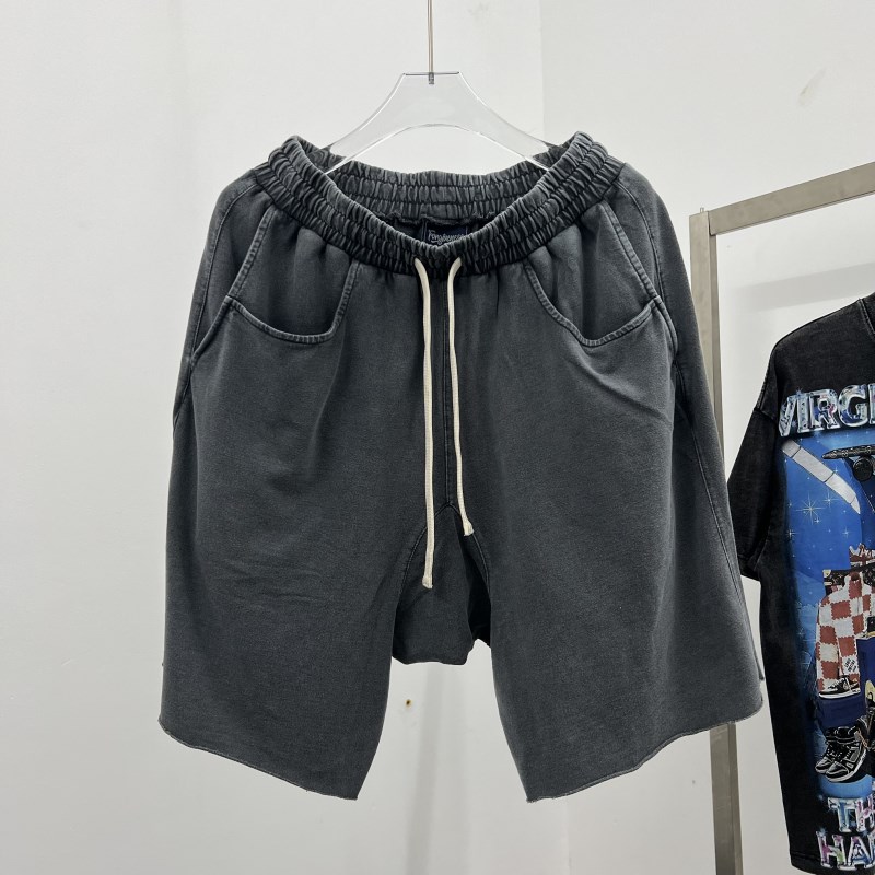 FOG夏季美式洗水做旧多口袋吊裆卷边抽绳短裤男士宽松五分运动裤