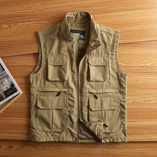 美式 多口袋背心男宽r松战术户外防水坎肩春秋登山摄影钓鱼马 工装