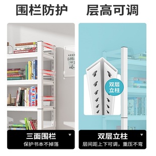 简易书架置物架落地多层图书馆储物架家用货架铁艺书柜客厅收纳架