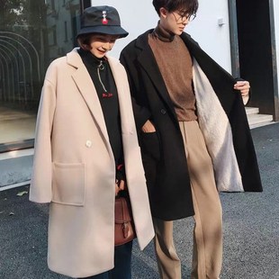 风衣 潮流中长款 NL003加绒加厚毛呢大衣男女情侣新款 呢子外P套韩版
