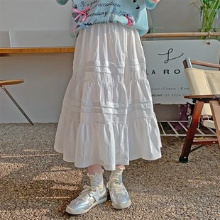 白色长裙儿童夏季 2025新款 女童半身m裙夏装 裙子Q1318 小梨专享