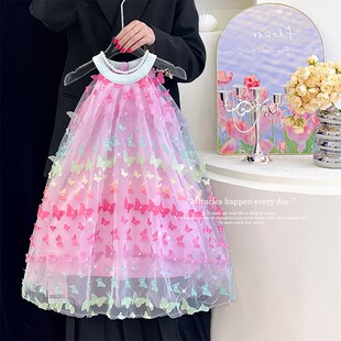 女童吊带连衣裙夏季 超仙女网纱裙洋气挂脖背心裙小女Y孩儿童公主