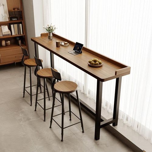 阳台吧台桌家用简约实木长条w桌靠窗窄桌高低脚长桌子高脚桌椅厂