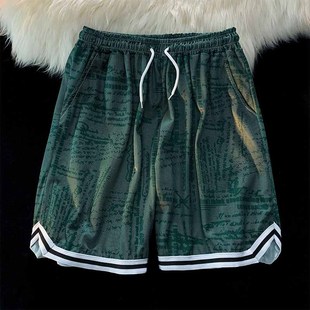 篮球裤 运动跑步健身裤 c速干训练五分裤 潮流宽松过膝短裤 男士 美式