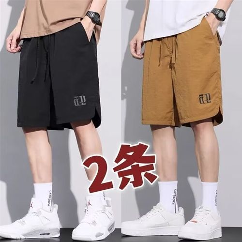 夏季短裤男士薄款速干凉感t潮流运动中裤宽松百搭黑色五分裤子男