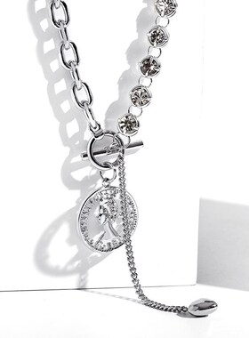 个性OT扣优雅气质创意短款锁骨链2024年新款爱心吊坠网红夸张项链