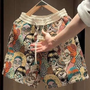 短裤 美式 男潮牌花裤 子男潮流短L裤 子 夏季 男休闲五分裤 新款