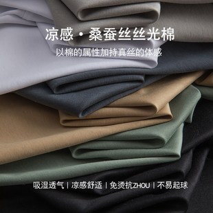 男款丝光棉短袖T恤凉感男透气圆领纯色圆领V领t恤短袖男