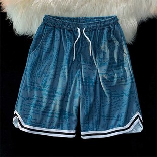 潮流宽F松过膝短裤 美式 男士 速干训练五分裤 运动跑步健身中 篮球裤