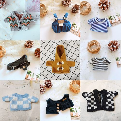 【潮搭】20cm棉花娃娃毛衣yT恤背带裤服装配件公仔内搭套装衣服