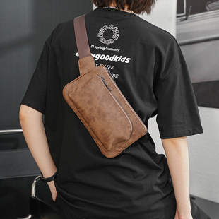复古潮男街头腰包时尚 单肩男 胸包斜挎包胸前小J包斜挎手机包韩版
