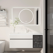 智能感应实木浴室柜陶瓷一体盆洗手盆柜洗脸盆柜洗漱台