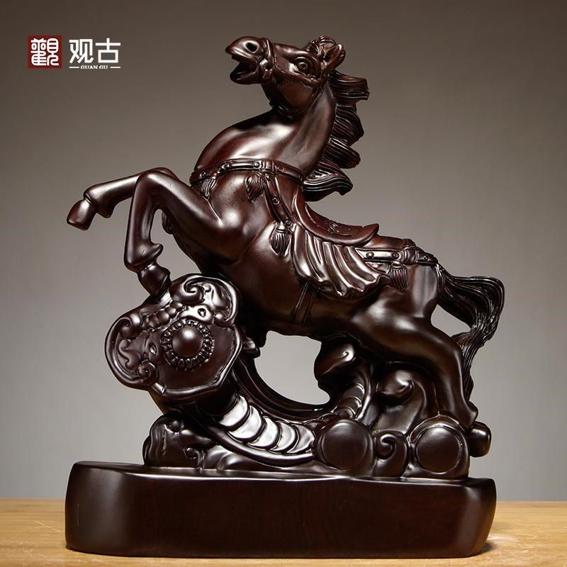 木雕刻如意马红木十二生肖家居马客厅饰红木工艺品送礼