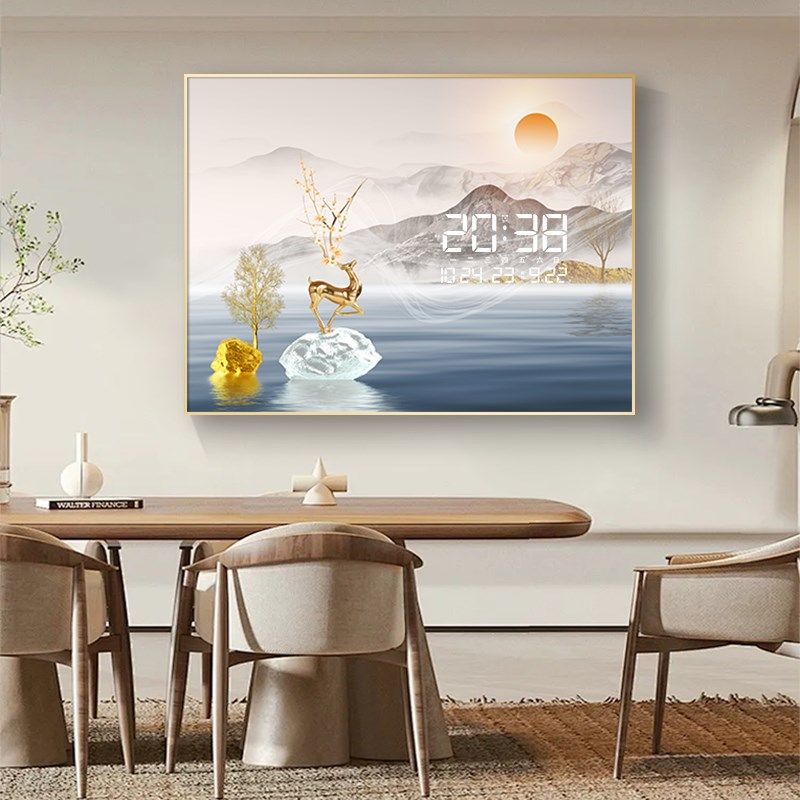 LED电子钟插电表箱装饰画电闸箱遮挡餐客厅夜间可视日历气温挂钟,家居饰品,现代装饰画,淘宝优惠券,粉丝福利购,淘宝优惠卷